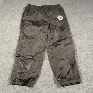 Vintage Y2K Pittsburgh Steelers Wide Leg Baggy Windbreaker Pants Mens 2XL